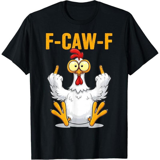 Cotton Unisex Funny Rooster  F-Caw-F Chicken TShirt, Fcawf Chicken T-Shirt Menswear Top Shirts Men Men's Crew Neck Tee Graphic Design Casual, Gift for Women for Men