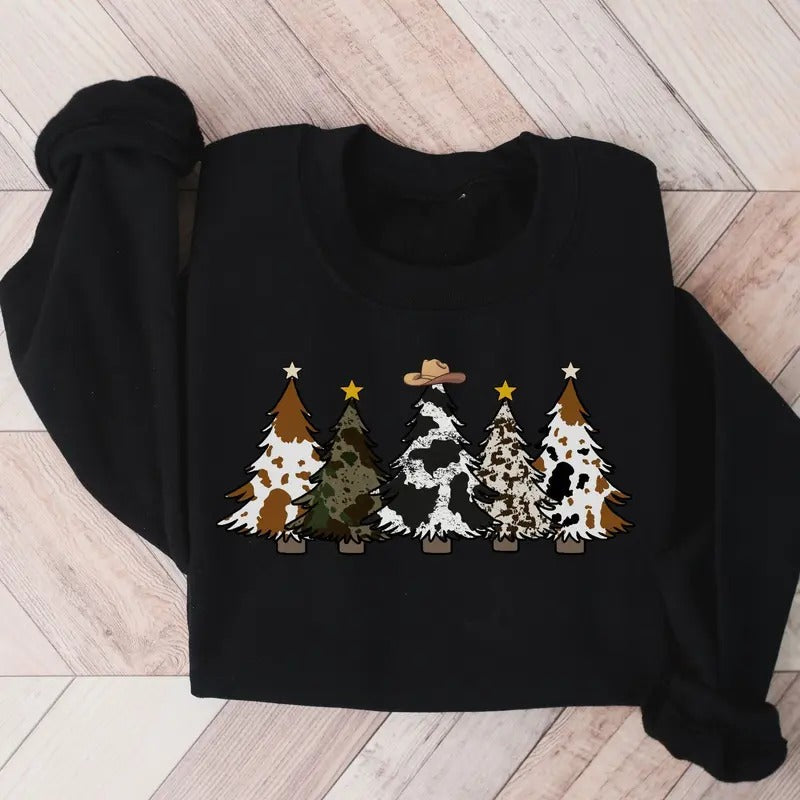 Country Christmas Sweatshirt| Cute cowhide Sweatshirt| Holiday Sweatshirt| Christmas cow Shirt| Cow lover Xmas gift| Farm Sweatshirt| Cows christmas sweatshirt