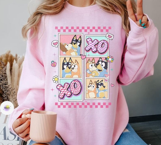 Couple XOXO Valentine Shirt, Vanlentine Tshirt, Bluuey Valentine Day Gift For Her