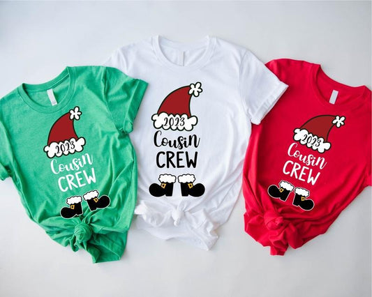 Cousin Crew 2023 Christmas Shirt, Cousin Santa Hat Boot T-shirt, Matching Family Tee, Cousin Gathering Holiday Gift, Cousin Squad Christmas Celebration Outfit.
