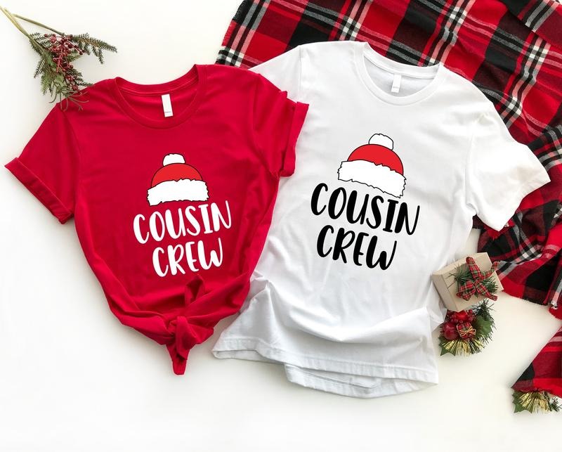Cousin Crew Christmas Shirt, Cousins Group Hat T-Shirt, Family Matching Xmas Party Tee, Cousin Winter Holiday Gathering Tee.