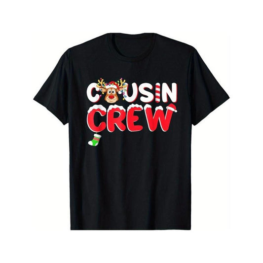 Cousin Crew Christmas T-Shirt for Men Women, New year Gift, Christmas Gift Halloween Thanksgiving day Gift, Unsex Soft Fabric, Comfortable Black Short Sleeve Tees Perfect for Autumn Made in USA