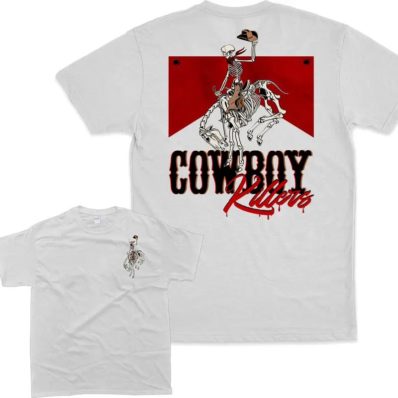 Cowboy Killers Tshirt Western Cowboy Shirt Cowboy Skeleton Tee Western Skeleton T-shirt 2 Side Tee Sweatshirt Hoodie Cotton Top