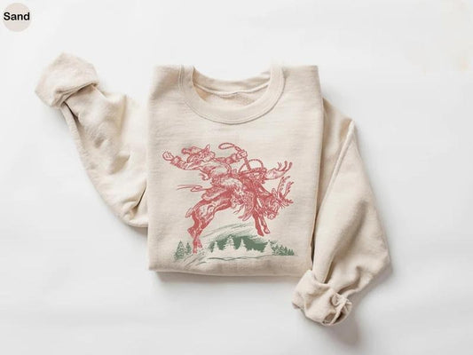 Cowboy Santa Christmas Sweater, Vintage Santa Shirt, Cowboy Christmas Shirt, Howdy Country Shirt, Cowgirl Shirt, Woman Christmas Sweatshirts