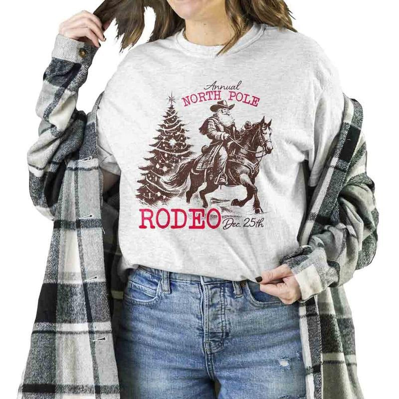 Cowboy Santa Western Christmas Unisex T-shirt Sweatshirt Hoodie, Retro Vintage Trendy Dec, 25th Cotton