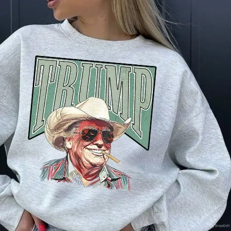 Cowboy Sweatshirt  Trump Meme Sweatshirt Funny Santa Trump sweatshirt, Humorous Christmas Sweater, Political Tee, Xmas Gift