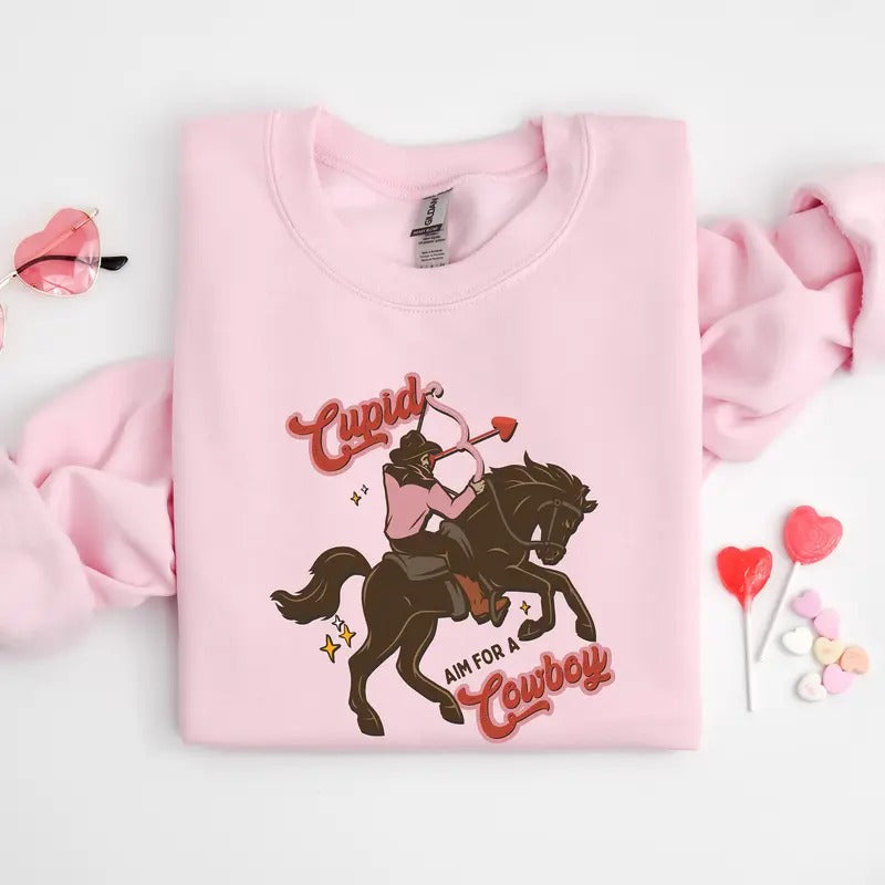 Cowboy Sweatshirt, Valentine's Day Cowboy, Valentine's Day Country shirt, Valentine's Day Oversized