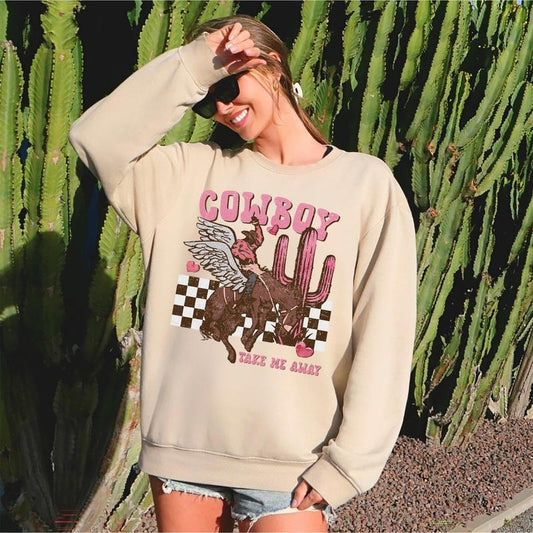 Cowboy Take Me Away, Western, Country, Sweatshirt, Valentine's Day, Crew Neck, Women's, Crewneck, Valentine's Day, Love, Heart, Cupid