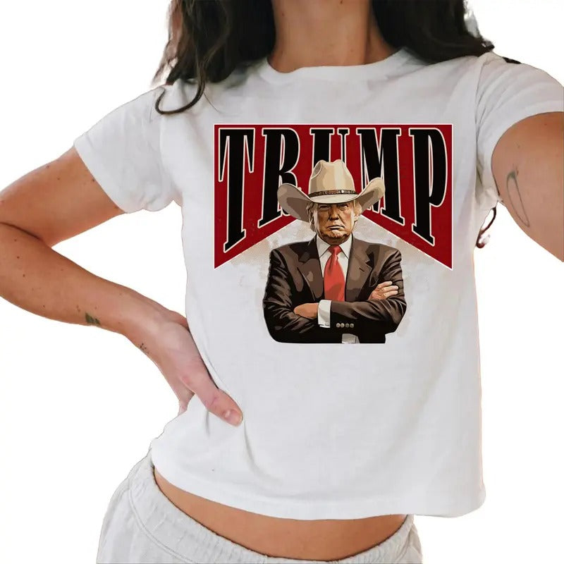 Cowboy Trump Baby Tee, Western Trump Baby Tee, Trump 2024 Maga Baby Tee Casual Comfort