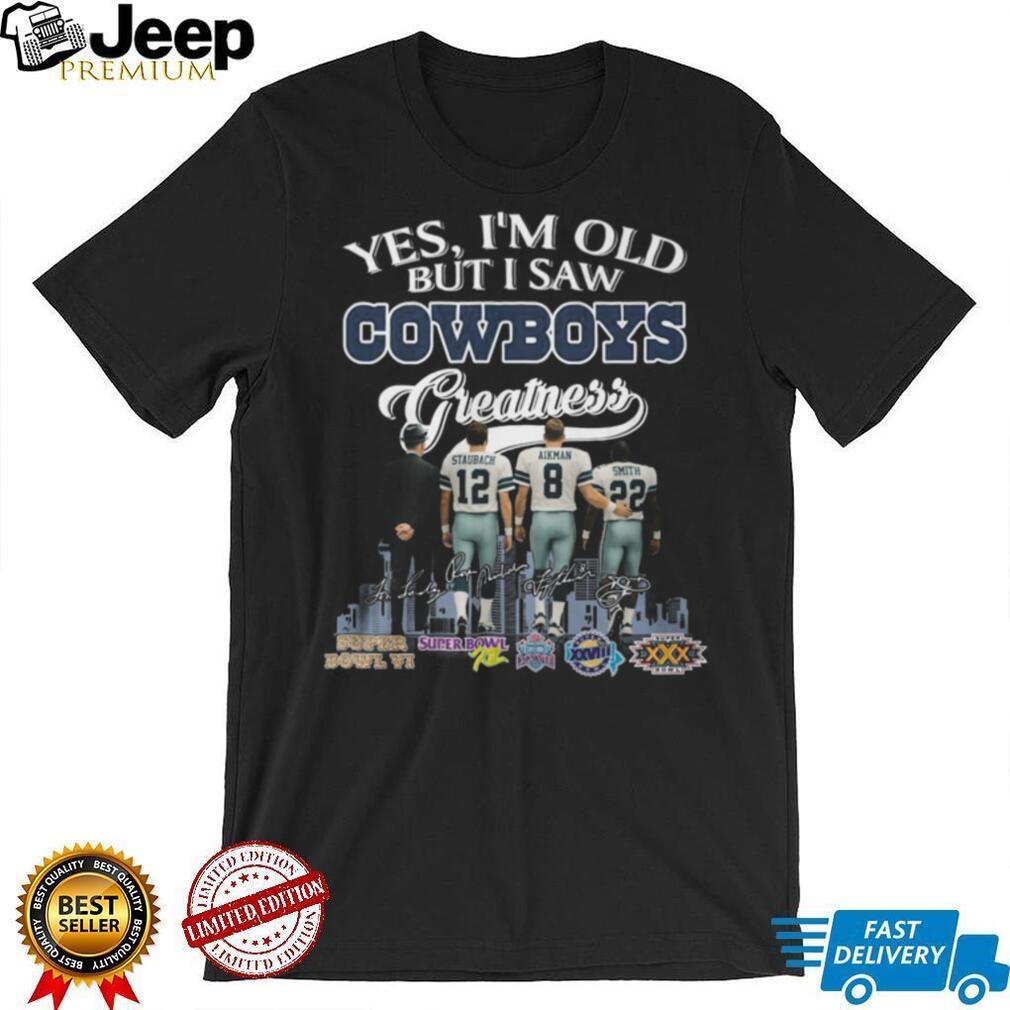 Cowboys Greatness Staubach Aikman Smith Tom Landry Signature T Shirt