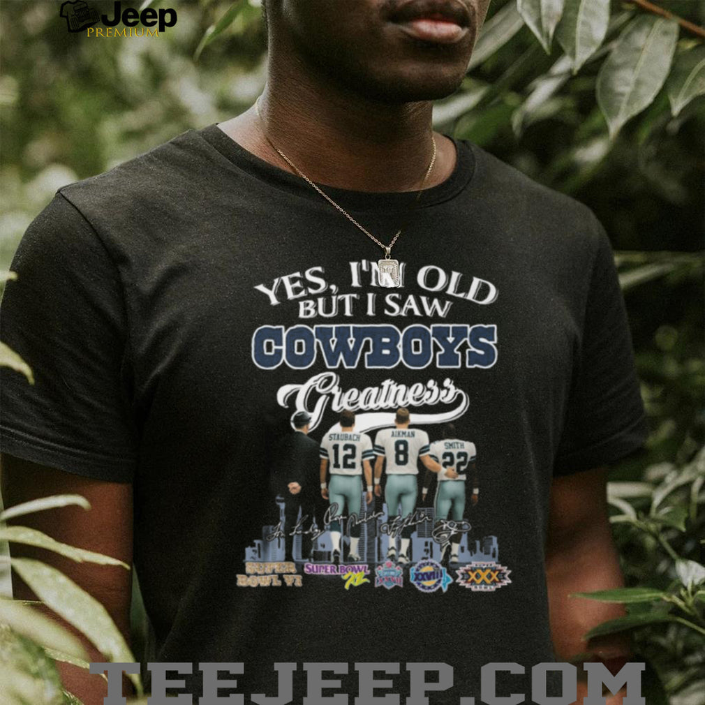 Cowboys Greatness Staubach Aikman Smith Tom Landry Signature T Shirt