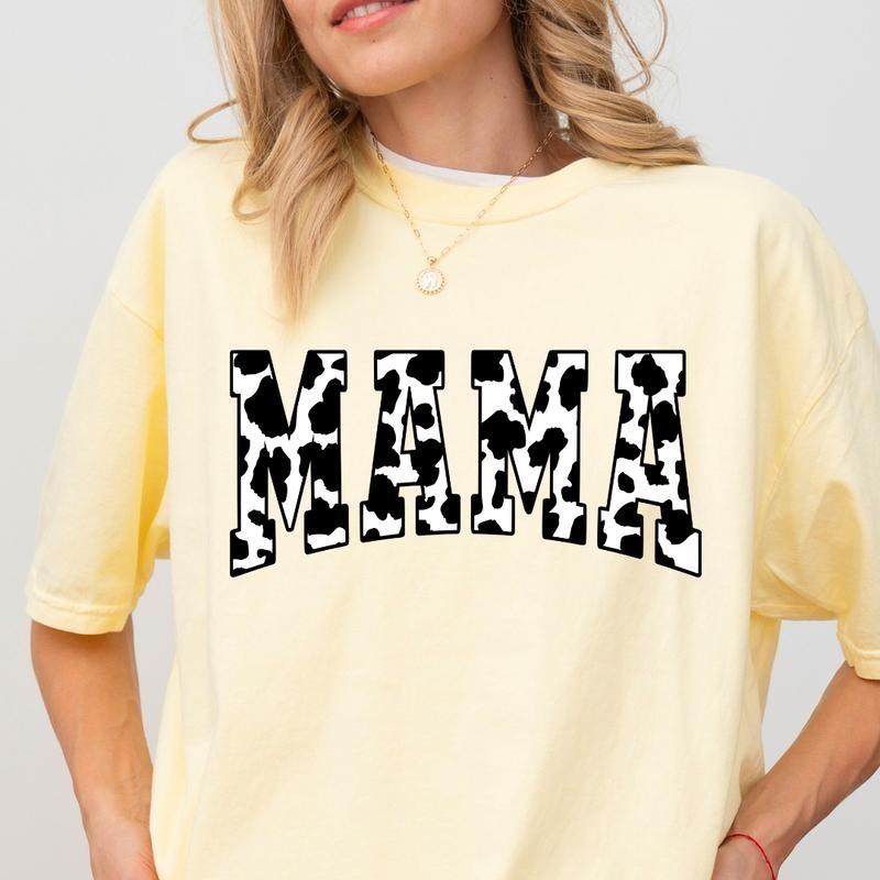 Cowprint Mama Shirt, Mama Shirt, Mom Shirt, Gift for Mom, Mom Gift, Comfort Colors Cotton Shirt