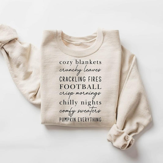 Cozy Blankets Crunchy Leaves Sweatshirt, Fall Lists Shirt, Womens Fall Sweatshirt, Halloween Sweater, Thanksgiving Gifts, Fall Autumn Sweater