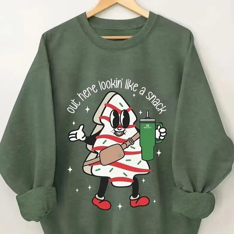 Cozy Christmas Graphic Sweatshirt - Long Sleeve Crew Neck for Women - Perfect Fall & Winter Fashion Cotton Crewneck