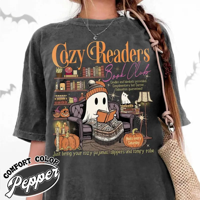 Cozy Girl Book Club Shirt Drink Coffee Read Books Shirt Coffee and Book Lover Cozy Readers Club Shirt Fall Book Club Cozy Readers Shirt