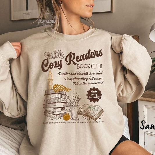 Cozy Girl Book Club sweatshirt, Coffee And Book Lover, Fall book club, Book club sweater, Cozy reader, Autumn Fall cozy bookish hoodie