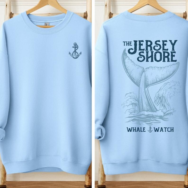 Cozy Jersey Shore Summer Vibes Beach Sweatshirt | Whale Watch Jersey Shore Aesthetic Crewneck | Jersey Shore Beach Crewneck