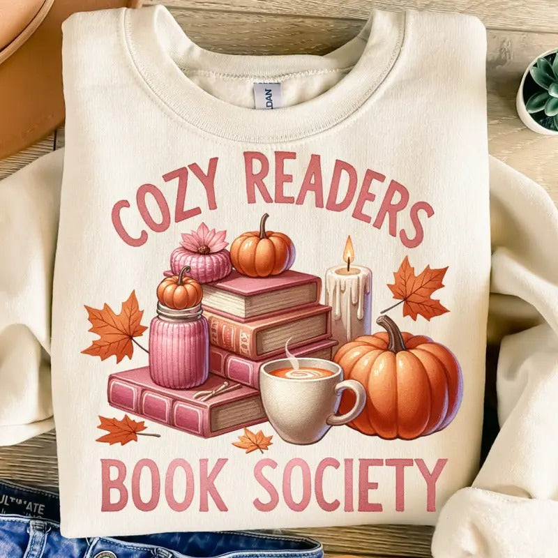 Cozy Readers Book Society Sweatshirt, Book Club Hoodie, Bookish Gift, Fall Vibes Sweater, Autumn Fashion