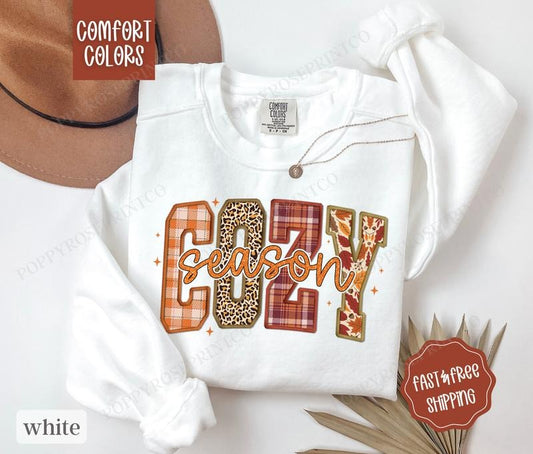 Cozy Season Sweatshirt Comfort Colors, Fall Sweater, Womenswear Fall Crewneck