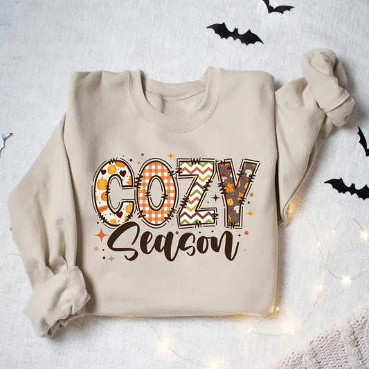 Cozy Season Sweatshirt, Autumn Fall Thanksgiving Sweater, Autumn Shirt, Thanksgiving Shirt, Fall Graphic Tee, Retro Halloween, Cozy Shirt