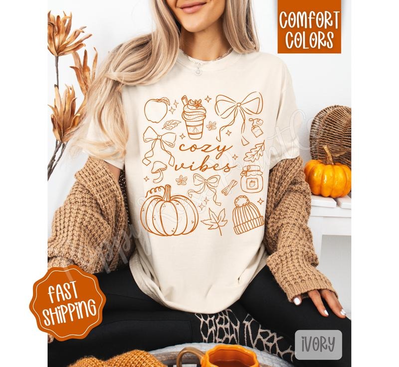 Cozy Vibes Shirt Comfort Colors, Trendy Fall Tshirt