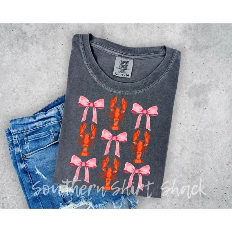 Crawfish & Bows t shirt | pepper comfort colors shirt | crawfish season t shirt