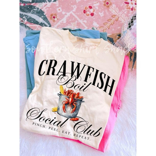 Crawfish Boil Social Club T shirt  | Ivory comfort colors t shirt top