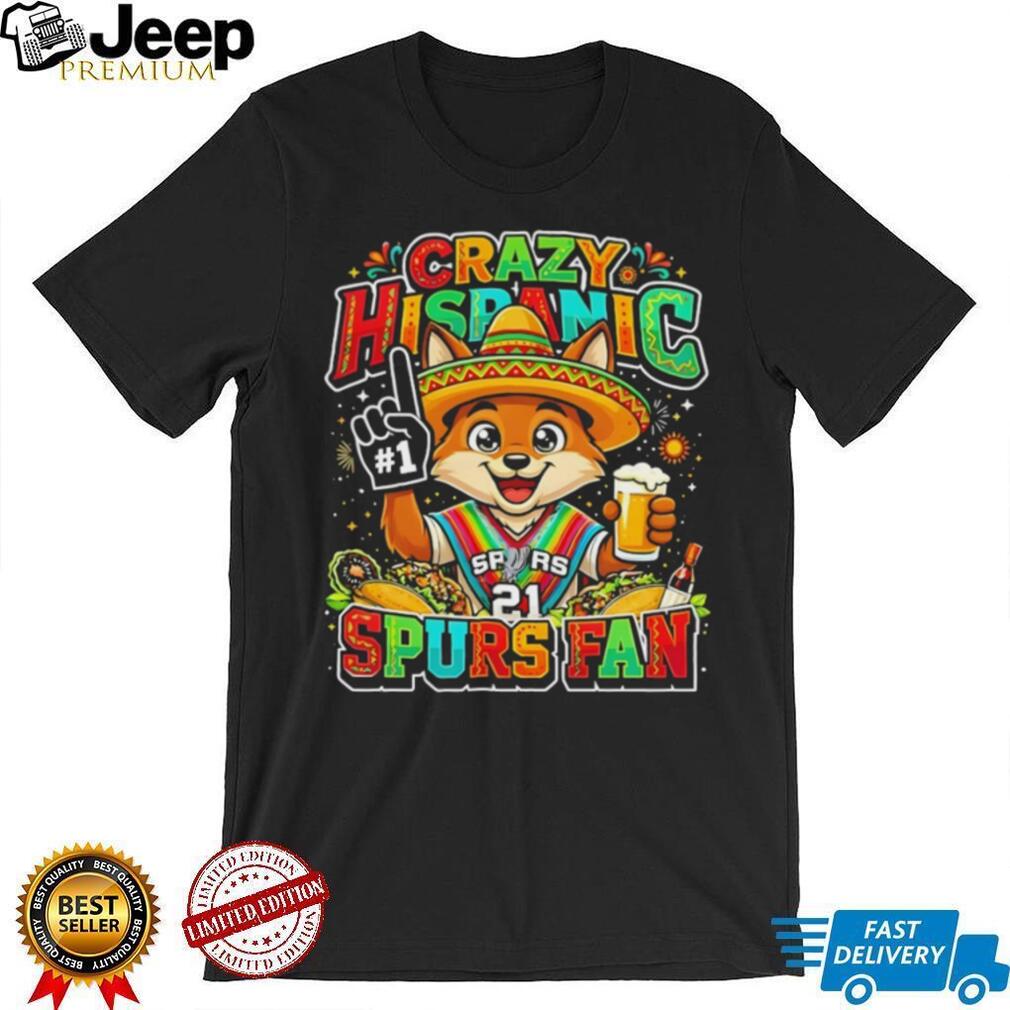 “Crazy Hispanic Spurs Fan” Fox Mascot Sombrero and Tacos San Antonio Basketball T Shirt