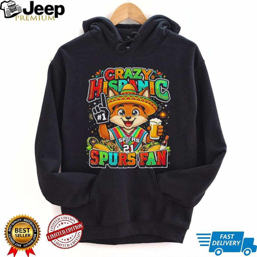 “Crazy Hispanic Spurs Fan” Fox Mascot Sombrero and Tacos San Antonio Basketball T Shirt