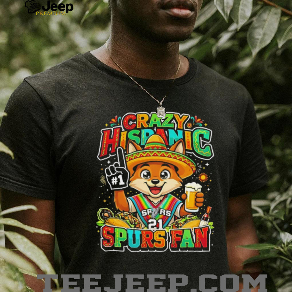 “Crazy Hispanic Spurs Fan” Fox Mascot Sombrero and Tacos San Antonio Basketball T Shirt