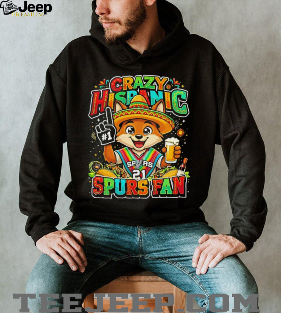 “Crazy Hispanic Spurs Fan” Fox Mascot Sombrero and Tacos San Antonio Basketball T Shirt