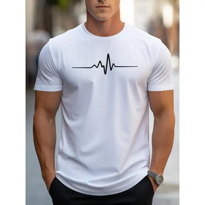 Creative Graphic Print Men's Creative Top, Casual Short Sleeve Crew Neck T-shirt, Men's Clothing For Summer Outdoor Made in USA
