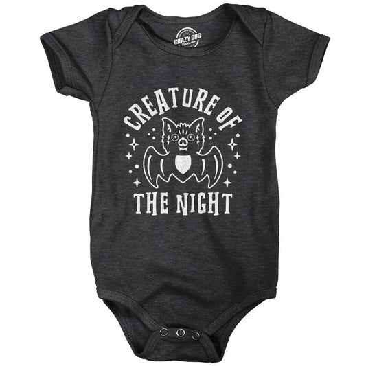 Creature of the Night Baby Bodysuit Funny Cute Halloween Bat Graphic Jumper for Infants Funny Baby Onesies Halloween Onesie for Baby Black