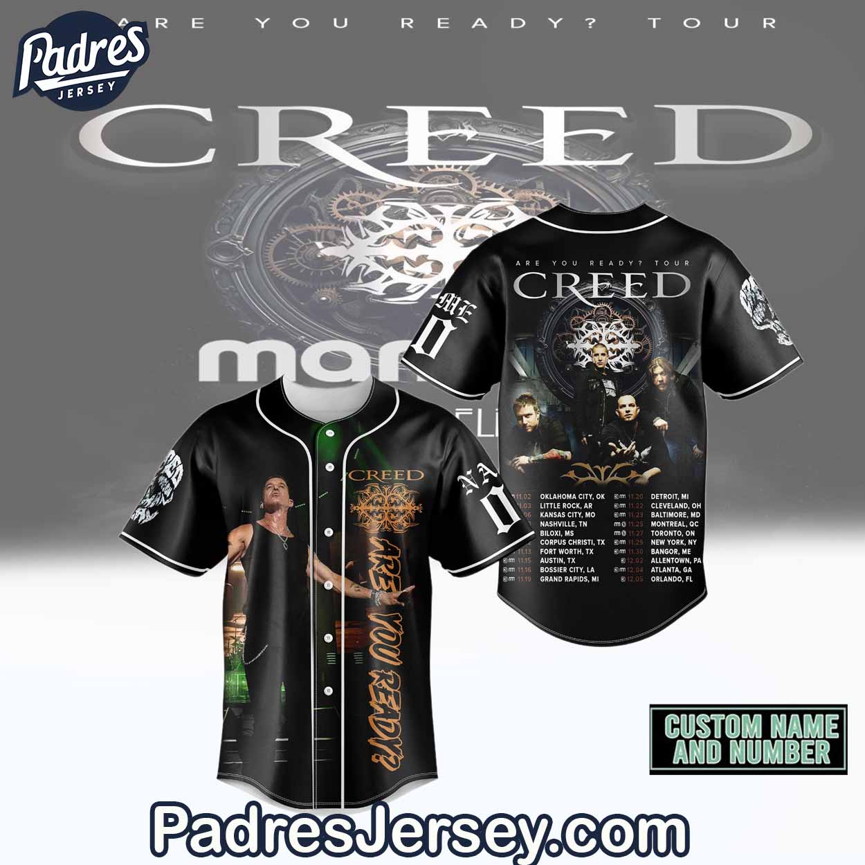 Creed Are You Ready Tour Baseball Jersey Outfit - Music Merch - Padres Jersey Oasis: Elevate Your Baseball Style Game