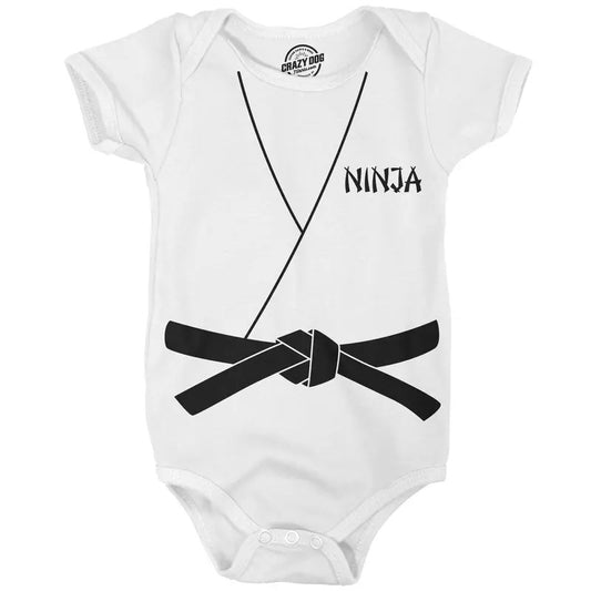 Creeper Ninja Baby Bodysuit Funny Karate Costume Jumper Funny Baby Onesies Halloween Onesie for Baby Funny Ninja Onesie Novelty Onesie White