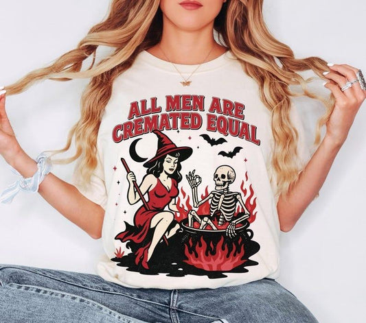 Cremated Men Shirt, Feminist Halloween Sublimation, Funny Woman Halloween, Retro Spooky Shirt