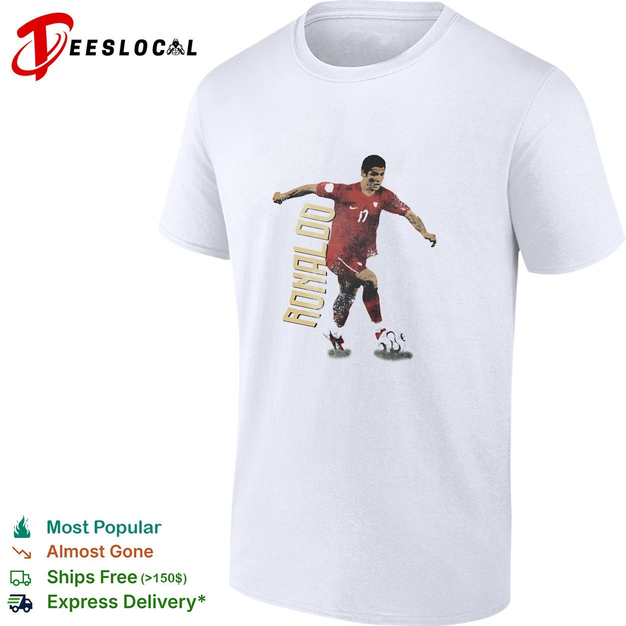 Cristiano Ronaldo number 17 dribbling soccer ball shirt