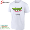 Crocs crocodile wearing pink shoes drawing shirt