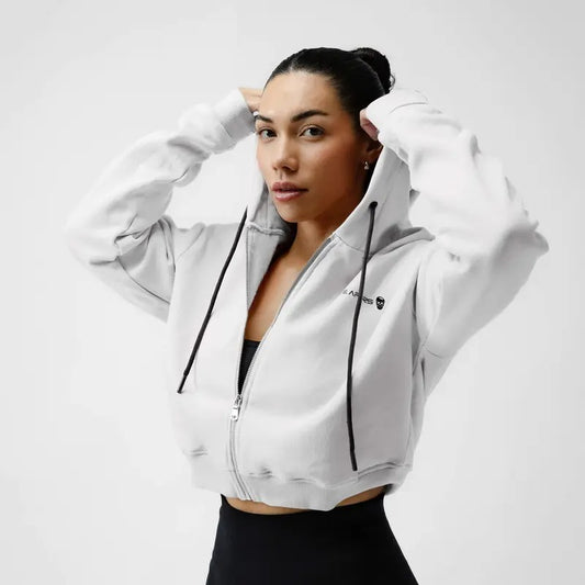 Cropped Logo Women's Hoodie - Ultimate Comfort, Premium Fabrics and 3 Color Options - White Casual Fleece Soft Womenswear
