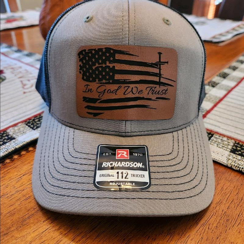 In God We Trust Flag w/ Cross - Richardson 112 Trucker Hat