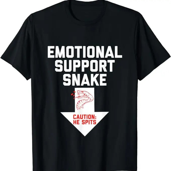Crude Humor Shirts, Crude Humor Inappropriate Emotional Support Snake Halloween T-Shirt Menswear Casual Cotton Top Basic Fashion Streetwear