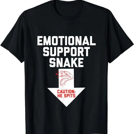 Crude Humor Shirts, Crude Humor Inappropriate Emotional Support Snake Halloween T-Shirt Menswear Casual Cotton Top Basic Fashion Streetwear
