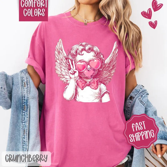 Cupid Bubble Shirt Comfort Colors, Valentine's Day Women's Tee, Holiday Women's Tshirt