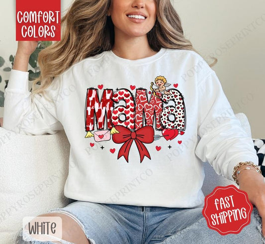 Cupid Mama Comfort Colors Sweatshirt, Valentine's Day Women's Crewneck, Cute Women's Sweater