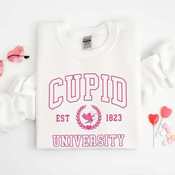 Cupid University Sweatshirt, Cute Valentine's Day Shirt, Funny College Sweatshirt, Love Crewneck Sweatshirt, Cupid Sweater