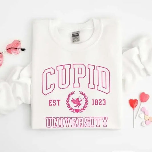 Cupid University Sweatshirt, Cute Valentine's Day Shirt, Funny College Sweatshirt, Love Crewneck Sweatshirt, Cupid Sweater