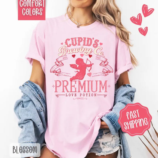 Cupid's Brewing Co. Shirt Comfort Colors, Valentine's Day Women's Tee, Holiday Women's Tshirt