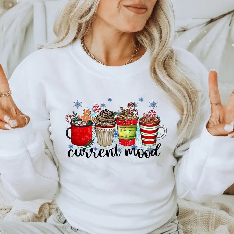 Current Mood Vintage Christmas Shirt, Christmas Tee, Coffee Lover Christmas Tee, Xmas Latte Shirt, Gift for Coffee Lover, Cozy Season