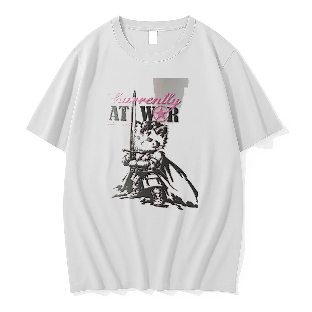 Currently At War With Myself Kitten Knight In Armor Trang Tshirts Sweater