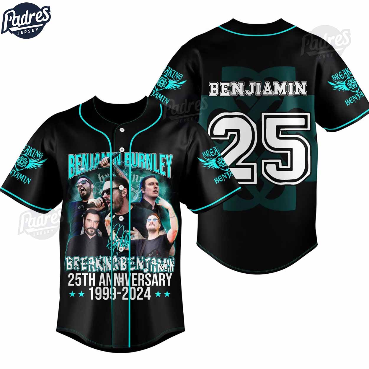 Custom 25Th Anniversary 1999 2024 Breaking Benjamin Baseball Jersey - Padres Jersey Oasis: Elevate Your... (Image 1)
